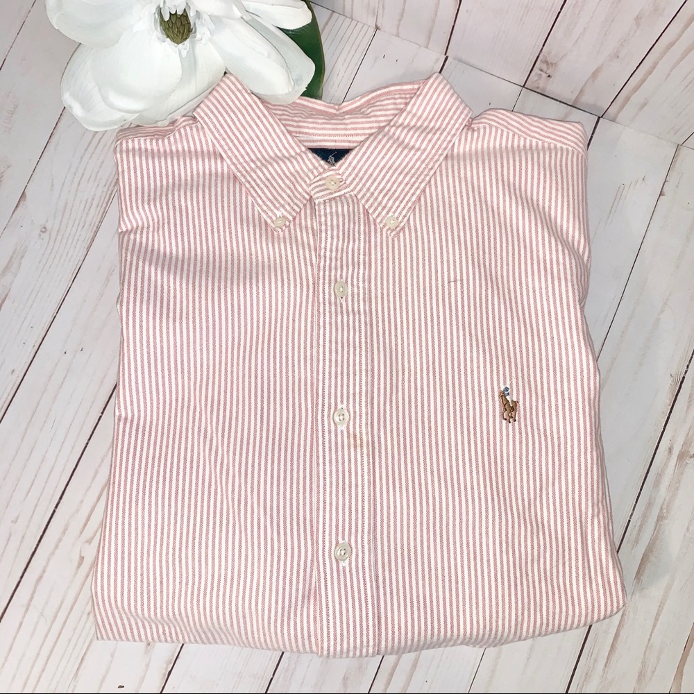 Polo by Ralph Lauren Dress Shirt Pink w Stripes XL